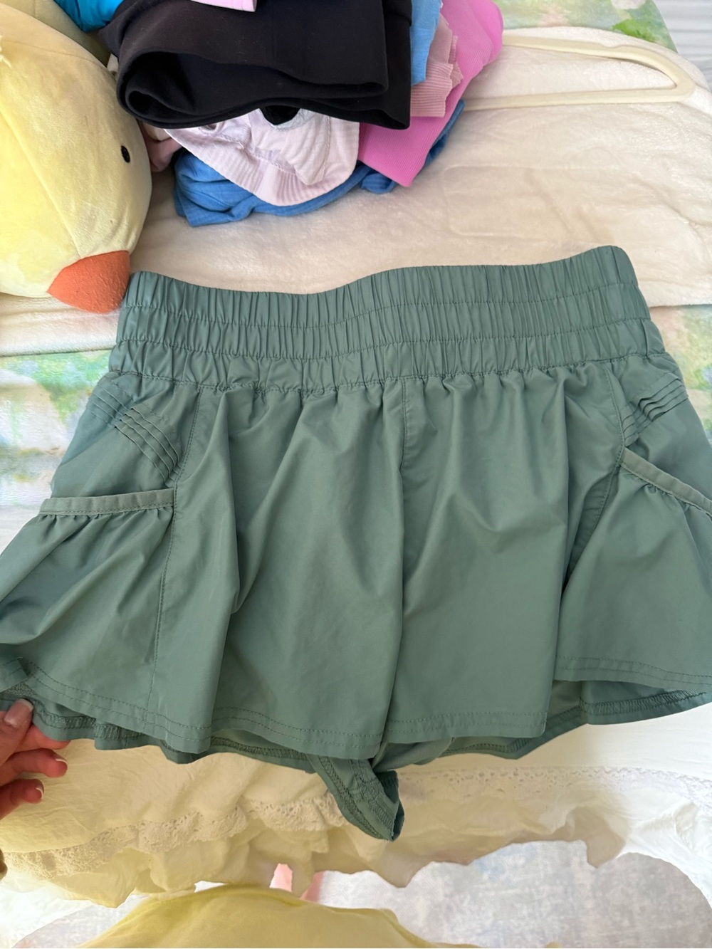 Free People Sage Green Skort with Elastic Waist